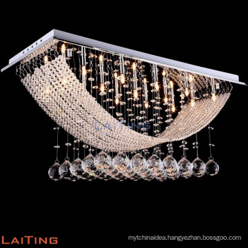 Zhongshan lighting factory modern K9 crystal bead curtain pendant ceiling lamp for hotel 92015